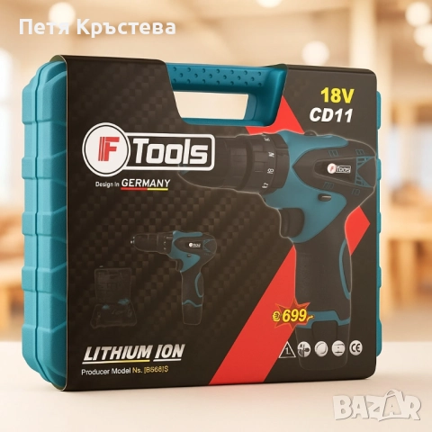 Акумулаторен винтоверт и ударна бормашина IF Tools CD11 – комплект с 2 батерии и куфар, снимка 4 - Винтоверти - 52267958