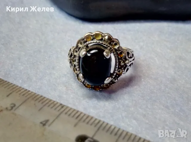СКЪПОЦЕНЕН СРЕБЪРЕН ПРЪСТЕН СРЕБРО 925 КЛАСИЧЕСКА РЕТРО ОРНАМЕНТИКА с ШЛИФОВАН ЧЕРЕН ОНИКС 41115, снимка 7 - Пръстени - 49272784