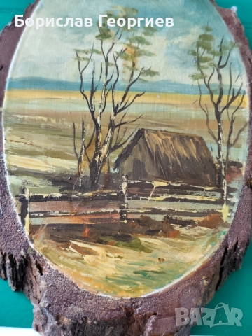 Малка рисувана картина върху дърво, снимка 3 - Картини - 51996601