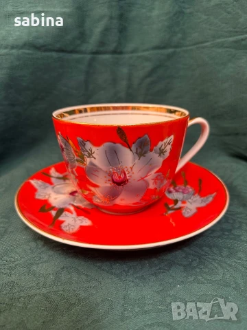 Руски порцелан-чаши за чай, мляко, компот на Барановски завод -Малва, снимка 2 - Антикварни и старинни предмети - 50717225