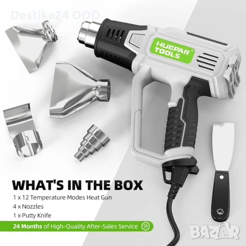 Професионален пистолет за горещ въздух 2000W 50-600°C с дюзи комплект, снимка 9 - Други инструменти - 53378108