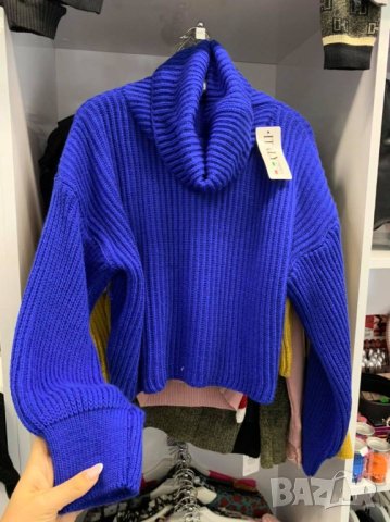 Дамски къс пуловер с яка 5 цвята, снимка 8 - Блузи с дълъг ръкав и пуловери - 43156137