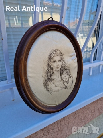 Прекрасна антикварна италианска авторска картина върху коприна- Тарантино , снимка 5 - Картини - 51470906