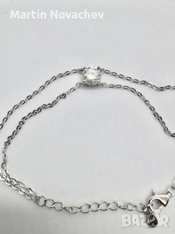 Сребърна гривна с мойсанит (Диамант) 1 карат, снимка 7 - Гривни - 53503039