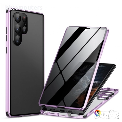 Samsung Galaxy S24 Ultra 5G View Window/ Magnetic Metal Frame/ HD Tempered Glass Калъф и Протектор