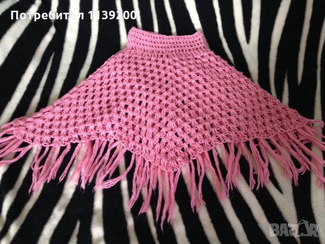 розово пончо, снимка 4 - Детски пуловери и жилетки - 27139772