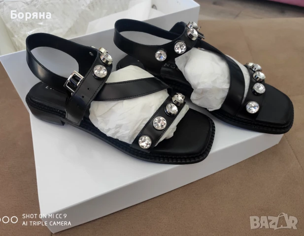 Eva Minge нови дамски кожени сандали с камъни , снимка 6 - Сандали - 50584685