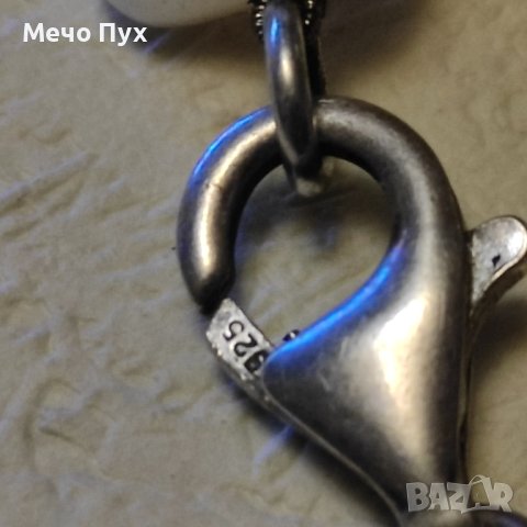 Сребърна гривна с естествени перли (223), снимка 5 - Гривни - 43370819