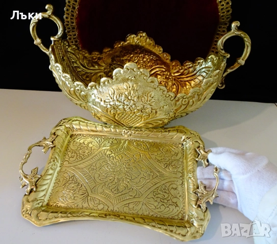 Бронзов поднос,плато с приказни орнаменти. , снимка 12 - Антикварни и старинни предмети - 51597035