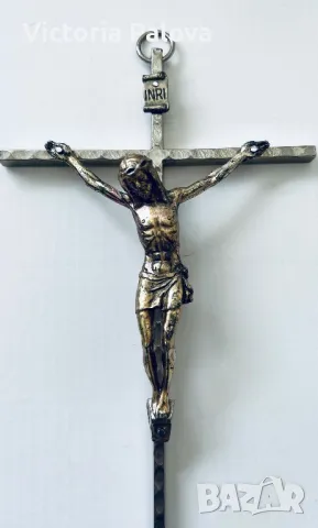 Метален кръст Разпятие Христово Италия, снимка 3 - Антикварни и старинни предмети - 49815161
