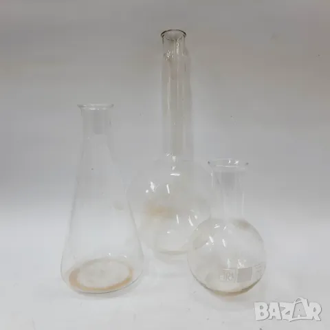 Три стари химически лабораторни колби Jena therm(11.5)
