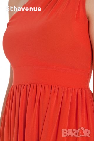 TFNC Нова официална дамска дълга рокля с едно рамо и цепка цвят корал, снимка 3 - Рокли - 32435798