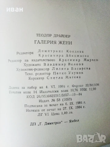 Галерия жени - Теодор Драйзер - 1984г., снимка 3 - Художествена литература - 50686814