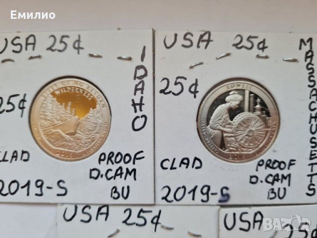 USA 🇺🇸 SET 5 COINS. 25 CENTS 2019-S PROOF CLAD DCAM , снимка 3 - Нумизматика и бонистика - 32295632