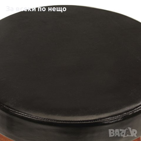 Бар табуретки 2 бр естествена кожа и акациево дърво масив, снимка 5 - Столове - 43483300