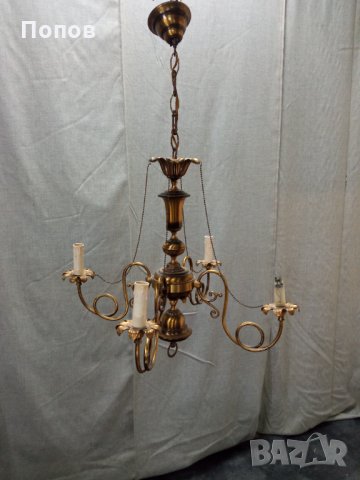 Старинен месингов полилеи, снимка 2 - Полилеи - 35303070