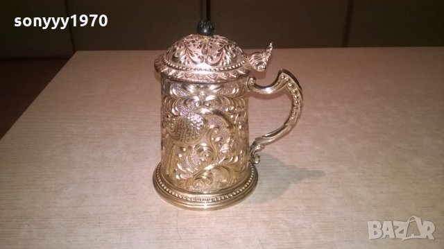 златна халба-14х13х9см-внос франция, снимка 2 - Колекции - 26793373