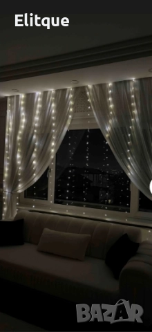 Коледна завеса от лампички – 320 LED светлини (3 м × 3 м) , снимка 3 - Декорация за дома - 52908990