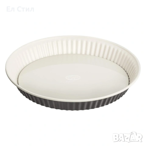 Форма за тарт и киш (28 см) с емайлирано дъно и незалепващо покритие, снимка 3 - Прибори за хранене, готвене и сервиране - 53564030