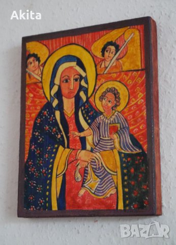 Коптска Богородица с Младенеца, снимка 5 - Икони - 27460261