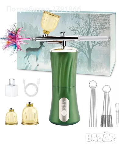 Daakro 2024 Upgrade Wireless Airbrush Set 30PSI Преносим ръчен безжичен мини USB акумулаторен