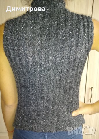 Сива плетена блуза без ръкави, снимка 3 - Блузи с дълъг ръкав и пуловери - 27455630