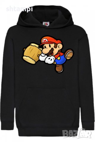 Детски Суитчър/Суитшърт Paper Mario Hammer,Super Mario,Игра,Подарък,Изненада,Забавление,Рожден Ден