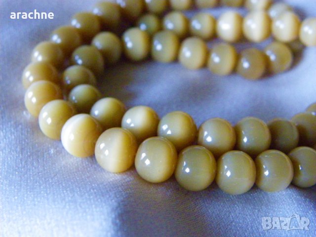 Стар гердан от хризоберил-цимофан с ефект "котешко око", снимка 5 - Колиета, медальони, синджири - 39075520