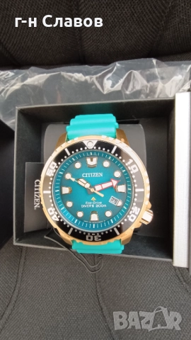 Citizen Promaster Diver 200m Watch BN0162-02X Eco-Drive Turquoise Blue & Gold, снимка 3 - Мъжки - 52128137