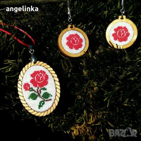 Бижута с шевици, бродерия, ръчна изработка, снимка 8 - Бижутерийни комплекти - 28155461