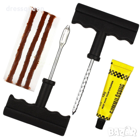 1689 РЕМОНТЕН КОМПЛЕКТ ЗА ЛЕПЕНЕ НА СПУКАНИ АВТОМОБИЛНИ ГУМИ С ФИТИЛИ, снимка 3 - Аксесоари и консумативи - 44872036