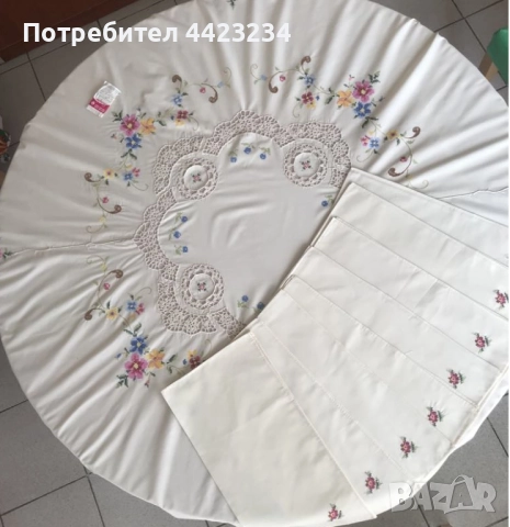 кръгла покривка за маса със салфетки, снимка 3 - Покривки за маси - 52865418