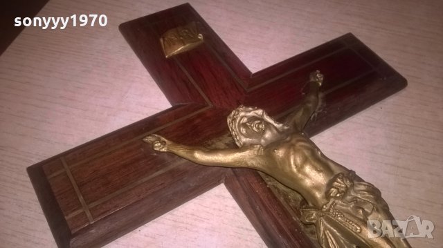 МАСИВЕН КРЪСТ С ИСУС-ВНОС АНГЛИЯ-40Х22СМ, снимка 3 - Колекции - 27436182