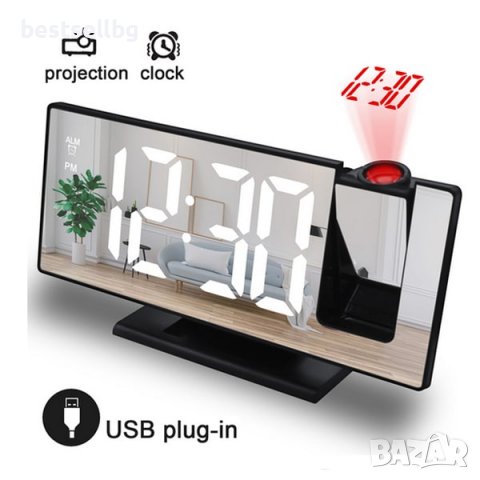 Настолен часовник с проектор светещ на тавана електронен с температура, снимка 6 - Други - 39984360