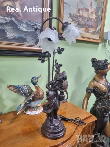 Чудесна голяма антикварна фигурална настолна лампа , снимка 5 - Настолни лампи - 49105428