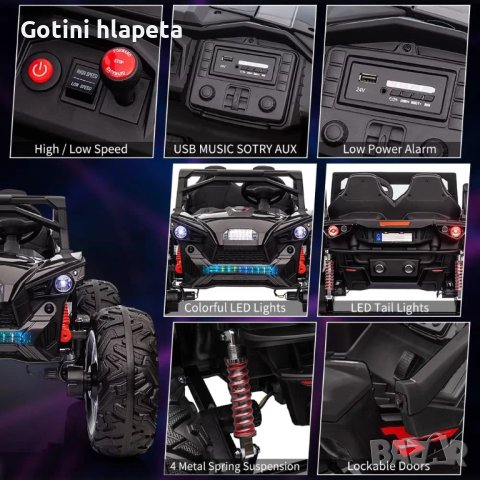 Акумулаторен Двуместен джип OFF-ROAD BUGGY 4X4 UTV 24V батерия, снимка 5 - Детски велосипеди, триколки и коли - 43685973