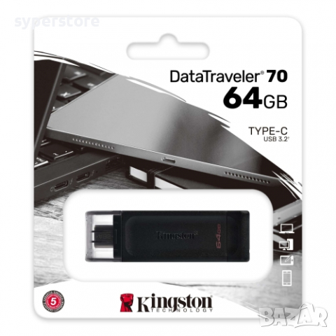 USB Fash Memory 64GB Type C USB3.2 Kingston DT70 флаш памет, снимка 1 - Друга електроника - 36415714