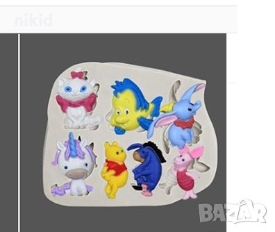 Малки Мечо Пух Флаундър Дъмбо Коте Мари Еднорог силиконов молд форма декорация торта фондан бисквит 