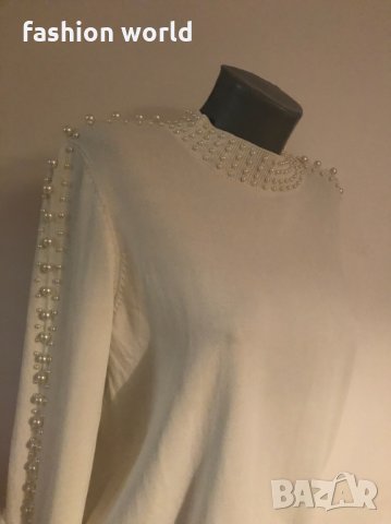 Пуловер с  перли, снимка 1 - Блузи с дълъг ръкав и пуловери - 34971102