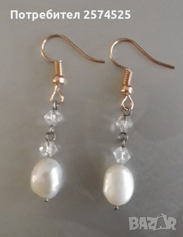Вносни обеци с естествени перли, снимка 3 - Обеци - 44004309
