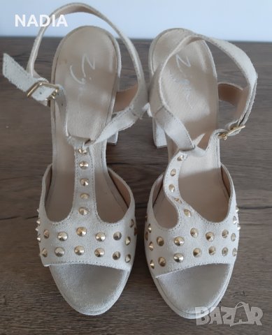 Сандали от велур Zing, снимка 3 - Сандали - 36626060