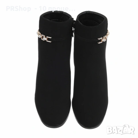 Дамски боти Jenna, еко велур, черни, снимка 3 - Дамски боти - 53240498