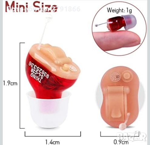 Мини CIC слухов апарат (за дясно ухо) Марка: TKING нов с 2 батерии, снимка 2 - Други - 52121777