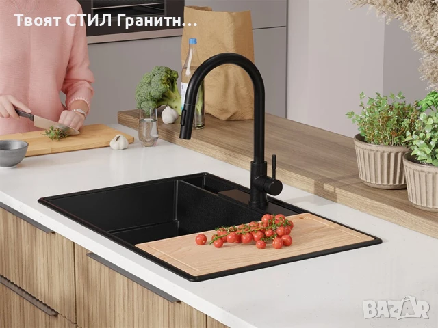 Графит кухненска гранитна мивка Париж 80 Work&Store 780 x 530 мм
