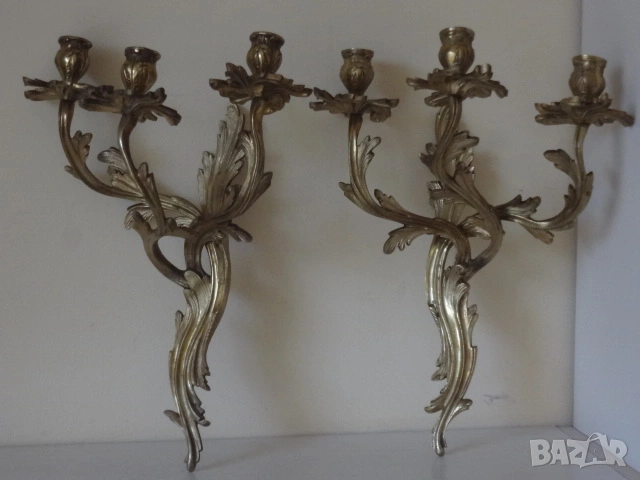 Комлект големи изящни свещници от Виена, снимка 2 - Антикварни и старинни предмети - 53527216