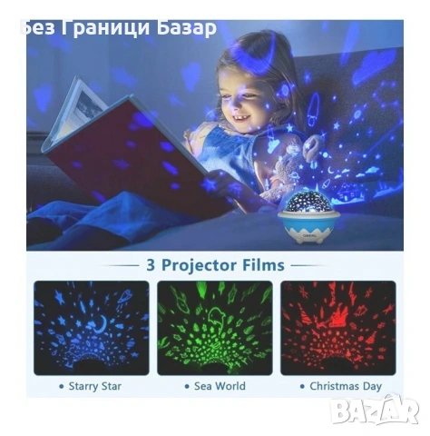 Нова Детска Нощна Лампа Проектор С Таймер И Дистанционно за стая дете, снимка 3 - Други - 53282011