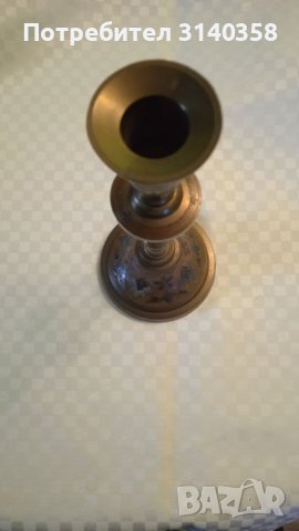 Индийски гравиран свещник от бронз, снимка 2 - Други ценни предмети - 38875135