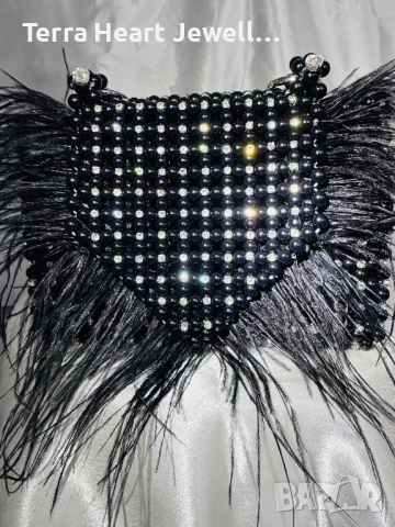 Дамска чанта от перли кристали и пера , снимка 17 - Чанти - 52502138