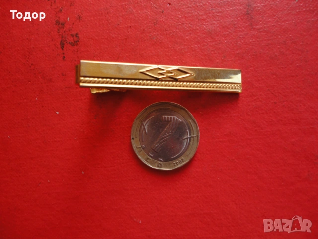 Луксозна позлатена игла щипка за вратовръзка 3