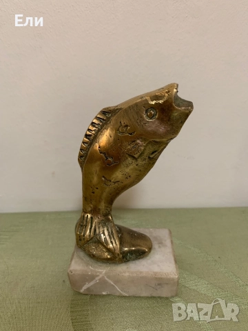 Бронзова статуетка на риба, снимка 3 - Колекции - 52553285
